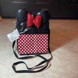 Disney Minnie Mouse Black Sequins Red Polka Dot Crossbody Bag NWT-Park Exclusive